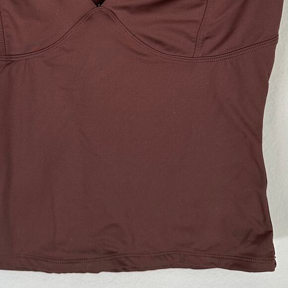 Qinsen Babydoll Top Women's XS Chocolate Brown Stretch Mochacore Retro Y2K - Picture 4 of 8